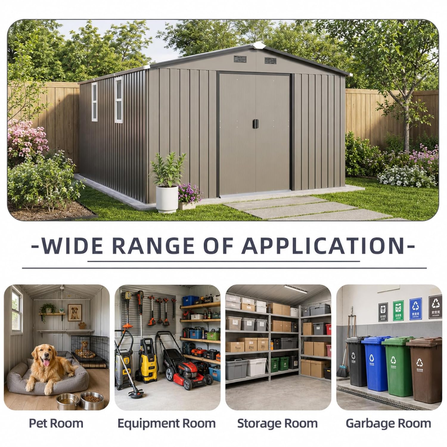 Metal Storage Shed 10x12FT Out - Garden Tools recension och pris