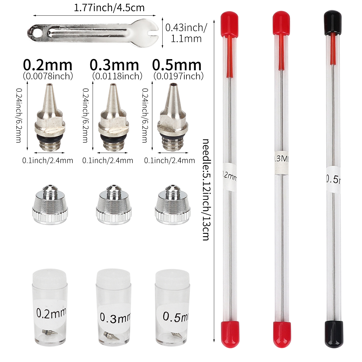 3pcs set 0.2/0.3/0.5mm Airbrus - Airbrush Kit With Mini Compressor recension och pris