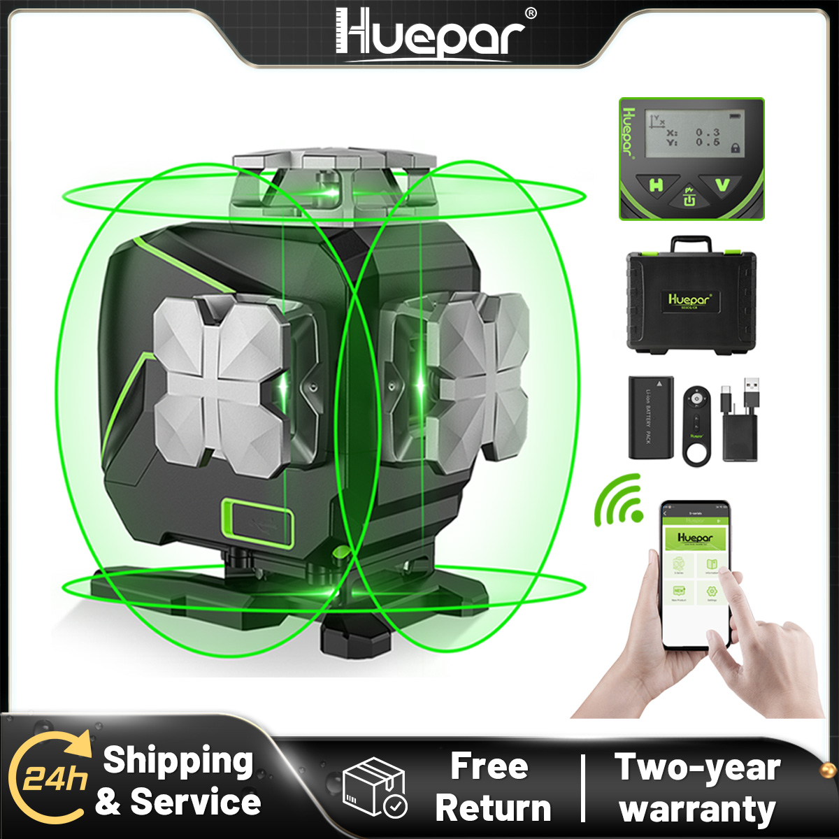Huepar S04CG-A 16 Lines 4D Cro - Laser Level 16 Lines 4D Green recension och pris