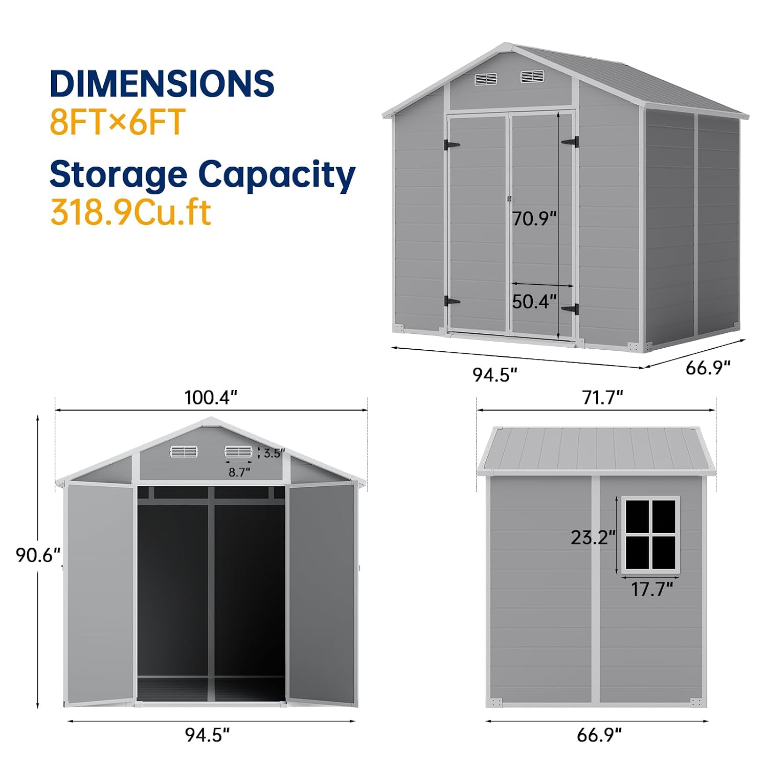 8x6 FT Outdoor Storage Shed wi - Garden Tools recension och pris