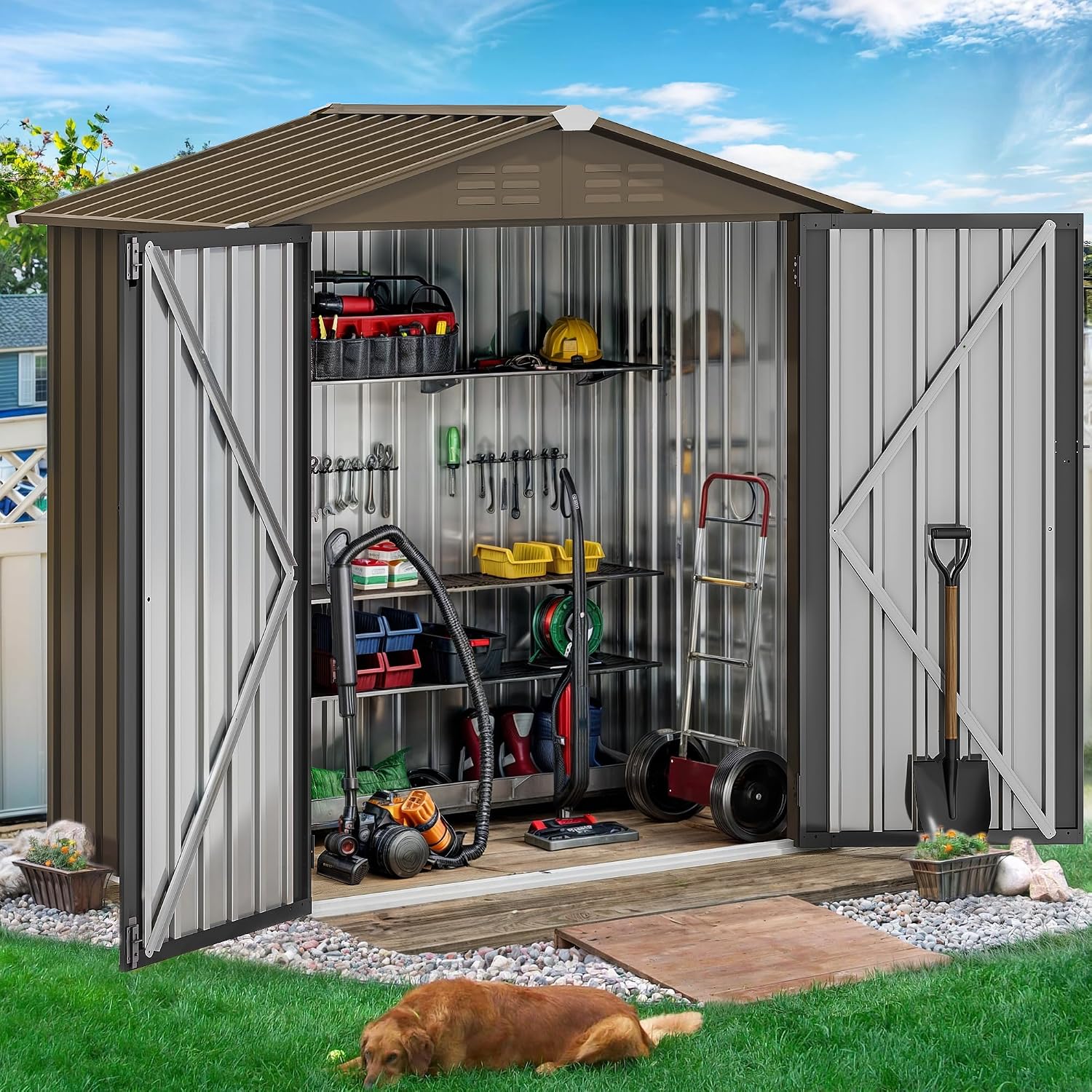 6x4ft Metal Outdoor Storage Sh - Garden Tools recension och pris