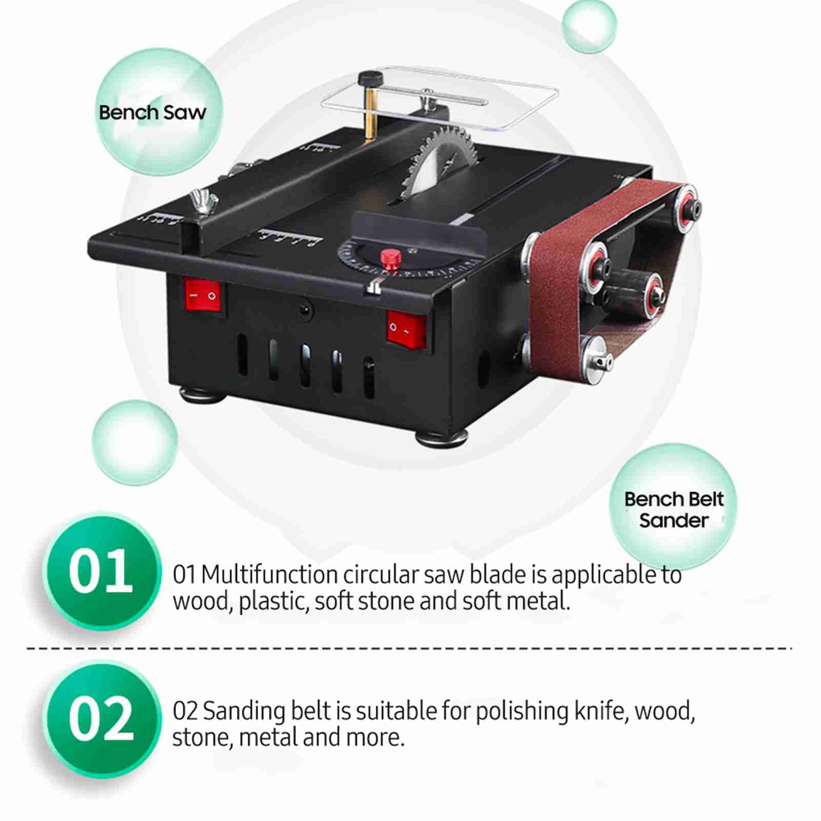 200W Mini Bench Saw and Belt S - Mini Table Saw For Woodworking recension och pris