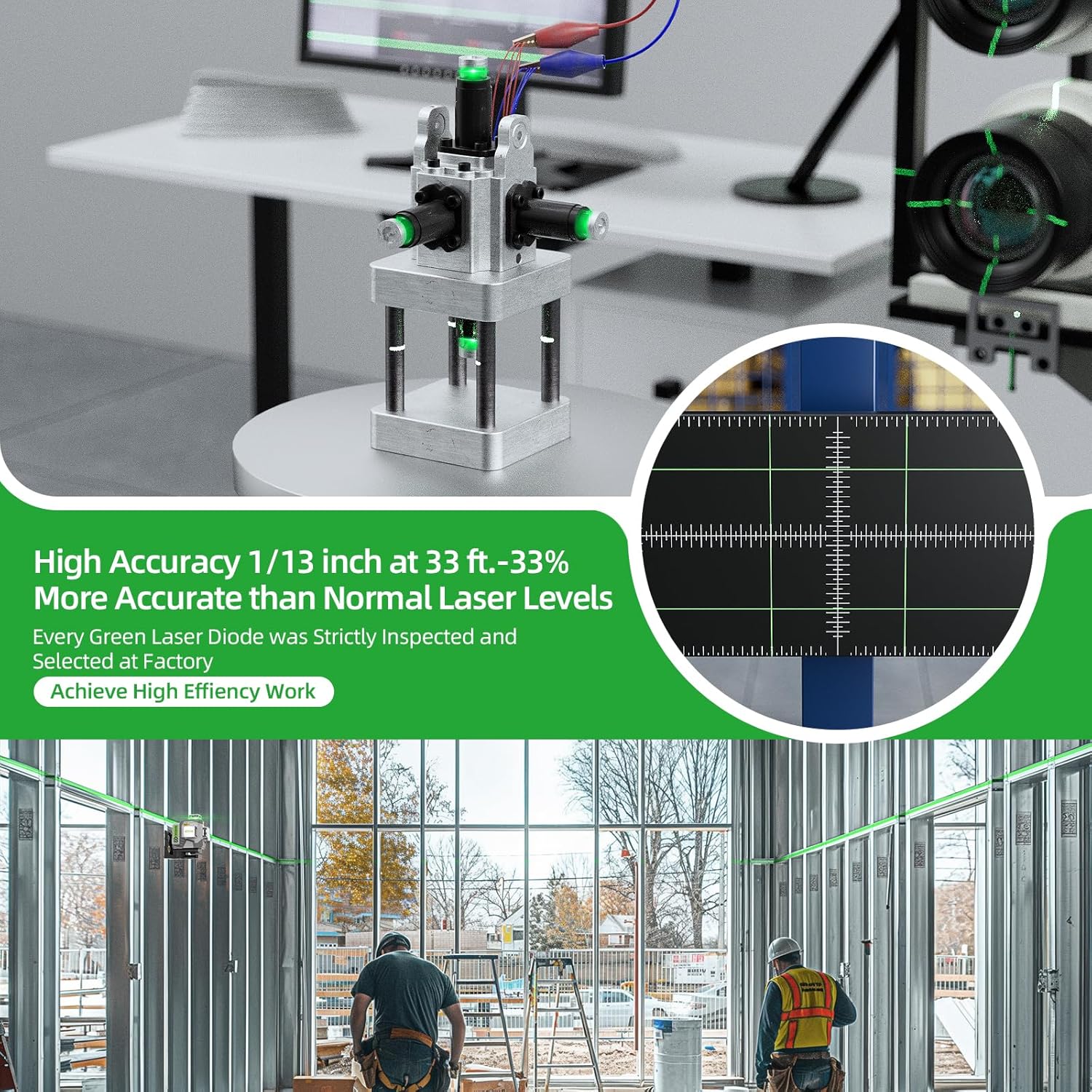 Huepar 4D Cross Line Laser Lev - Laser Level 16 Lines 4D Green recension och pris
