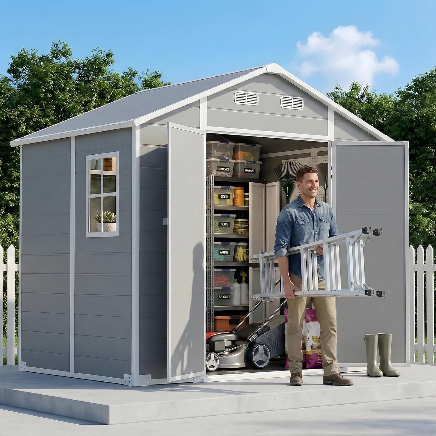 8×6 FT Outdoor Storage Shed wi - Garden Tools recension och pris