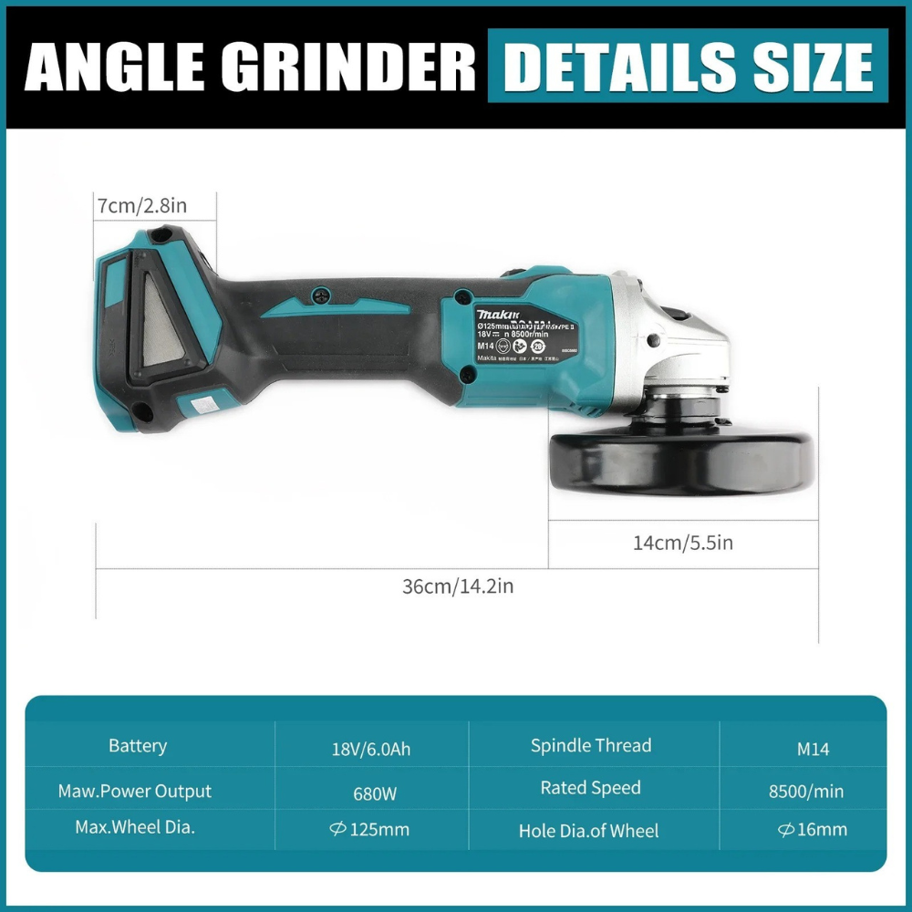 Makita DGA404 125mm 18V Brushl - Brushless Angle Grinder Battery Powered recension och pris