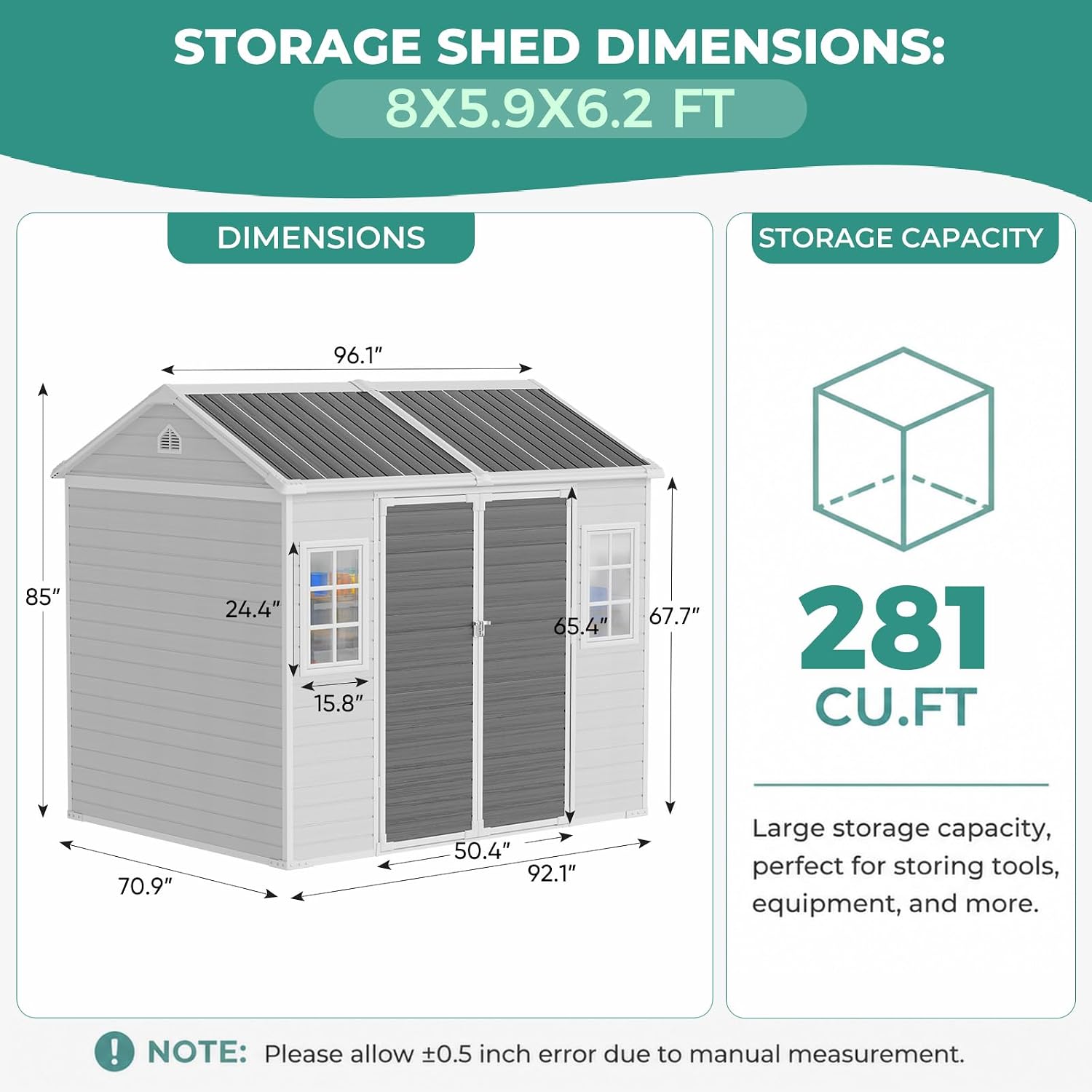 8x6 FT Resin Storage Shed with - Garden Tools recension och pris
